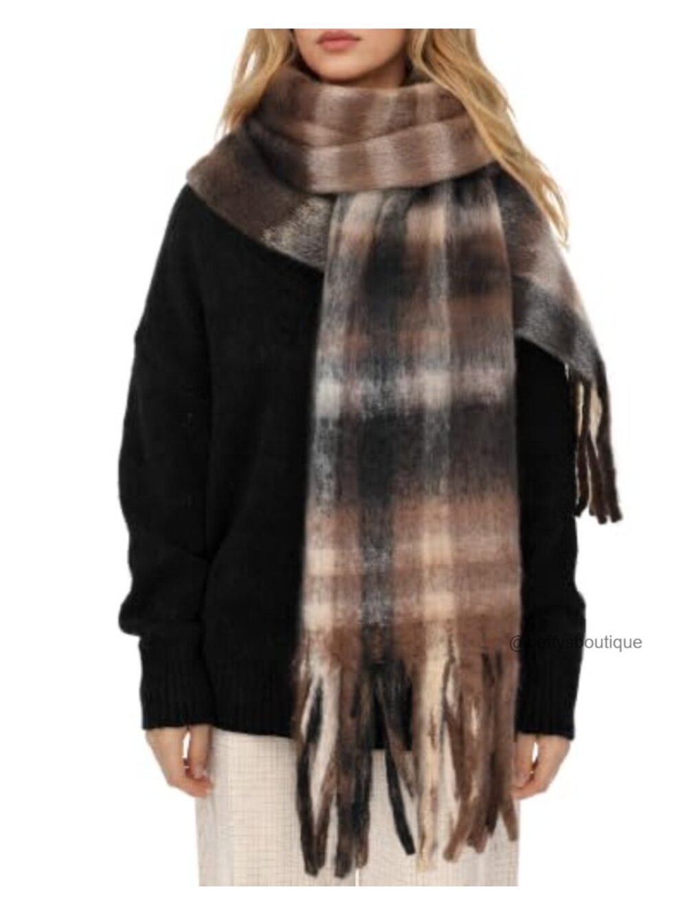 Women's Soft Plaid Blanket Scarf Long Wrap Shawl 100% Polyester